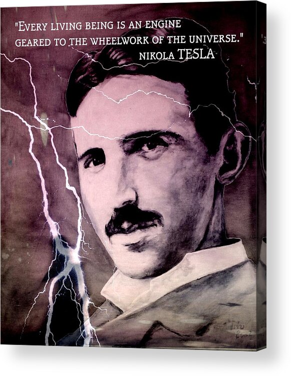 Man Acrylic Print featuring the mixed media Nikola Tesla - Quote by Richard Tito