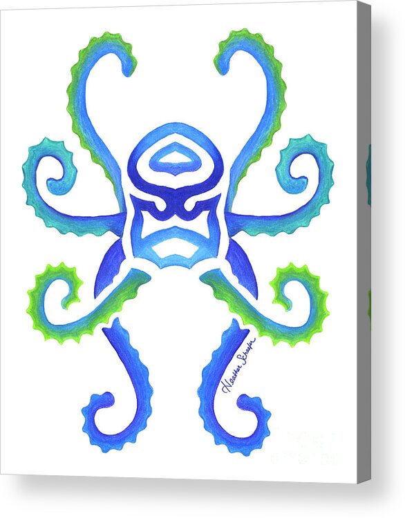 Ocean Acrylic Print featuring the drawing Octopus by Heather Schaefer