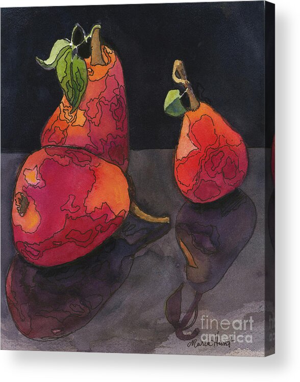 Pears Acrylic Print featuring the painting Pears in Reflection by Maria Hunt