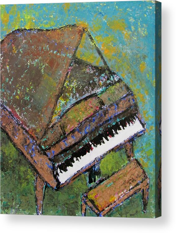 Piano Acrylic Print featuring the painting Piano Aqua Wall by Anita Burgermeister