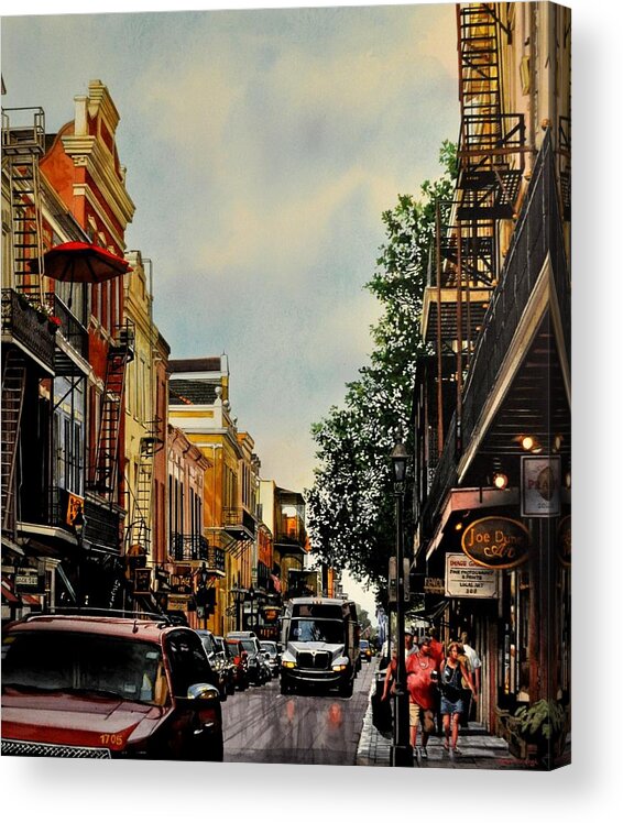 Urban Landscape Acrylic Print featuring the painting Royal Street Strole by Robert W Cook