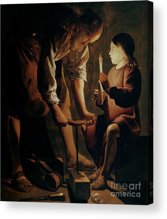 Georges De La Tour Acrylic Print featuring the painting Saint Joseph the Carpenter by Georges de la Tour