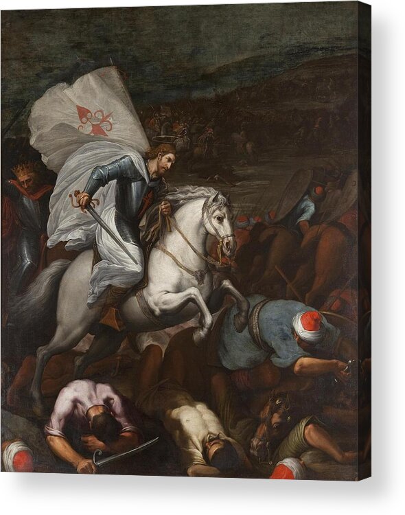 Santiago At The Battle Of Clavijo Acrylic Print featuring the painting Santiago at the Battle of Clavijo by Carducho