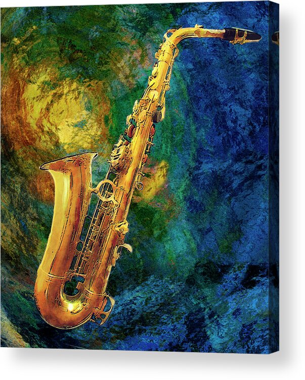 Saxophone Acrylic Print featuring the painting Saxophone by Jack Zulli