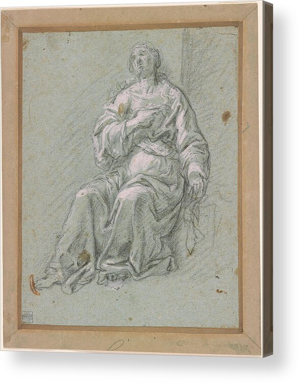 Sebastiano Conca 1680-1764 Seated Woman Acrylic Print featuring the painting Seated Woman by MotionAge Designs