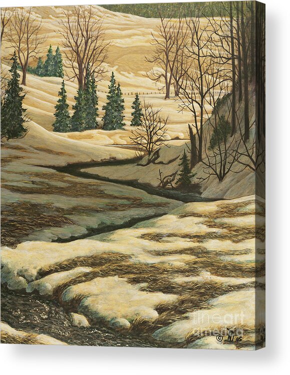 Winter Scene Acrylic Print featuring the painting Serene afternoon by Marc Dmytryshyn