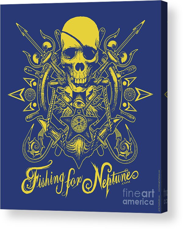 Fishing For Neptune Tony Koehl Acrylic Print featuring the digital art Skull f4n by Tony Koehl