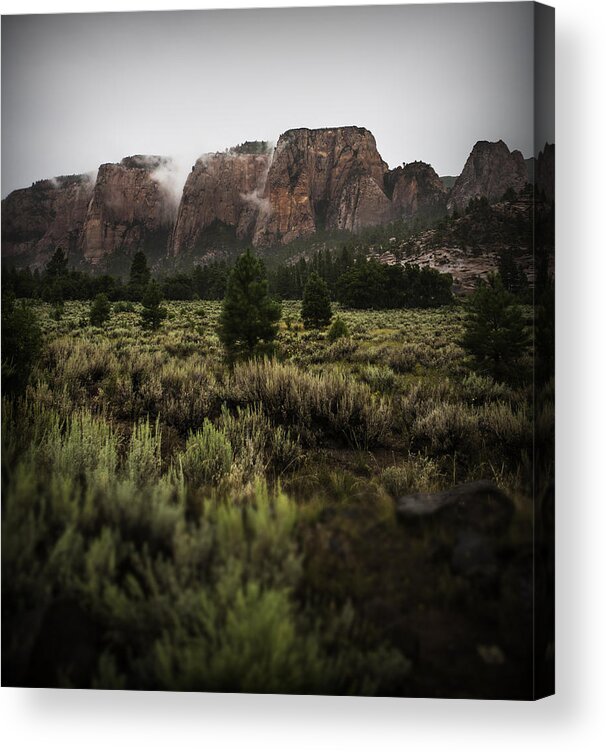 Landscape Acrylic Print featuring the photograph Smoking Mountains by Ryan Smith