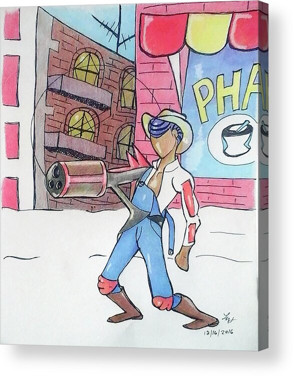 Hillbilly Acrylic Print featuring the drawing Steampunked Hillbilly by Loretta Nash