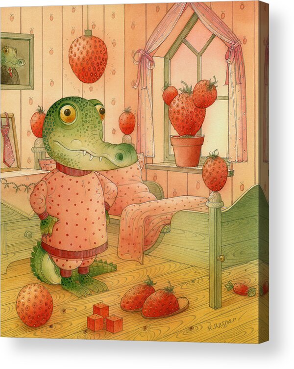 Strawberries Acrylic Print featuring the painting Strawberry Day by Kestutis Kasparavicius