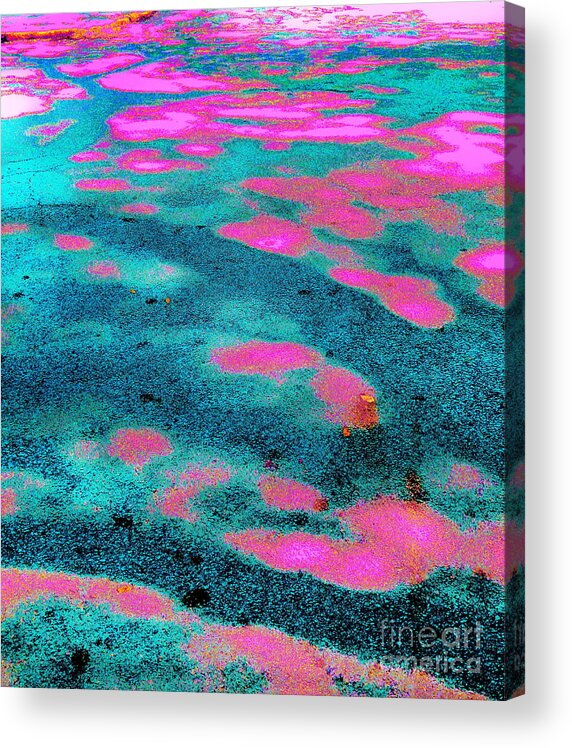  Pavement Color Extracted And Pushed And ...pushed Until I Got My Desired Result.abstracted Image Pink And Turquoise Dominate Acrylic Print featuring the photograph Street Art by Priscilla Batzell Expressionist Art Studio Gallery