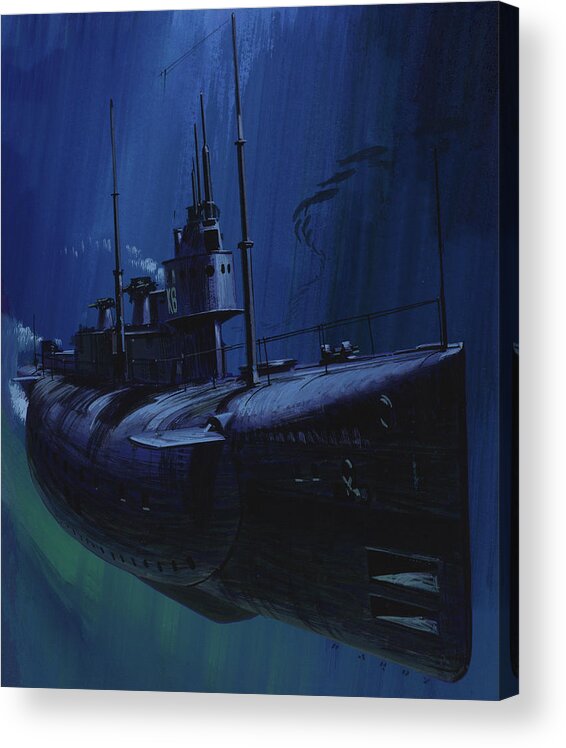 Submarine Acrylic Print featuring the painting Suicide Subs by Wilf Hardy