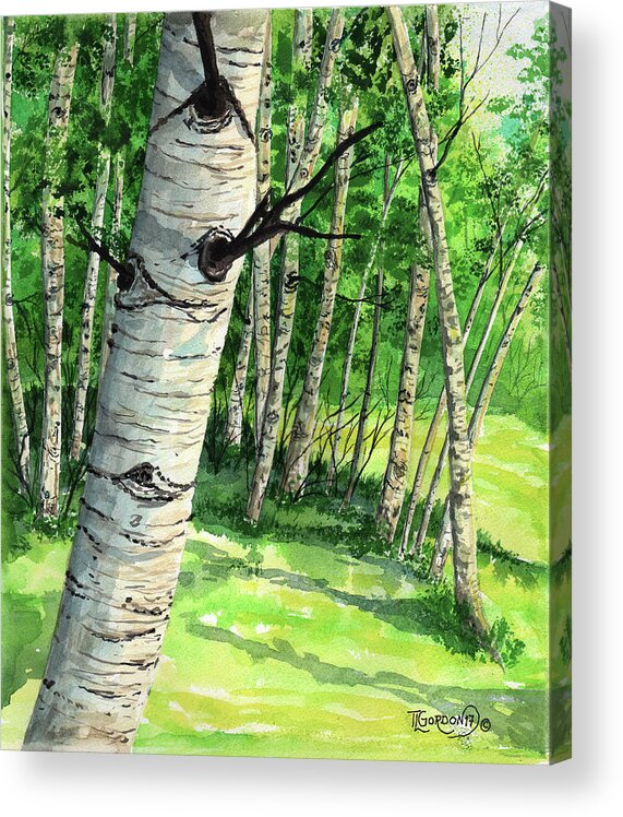 Tim Acrylic Print featuring the painting Summer Aspen by Timithy L Gordon