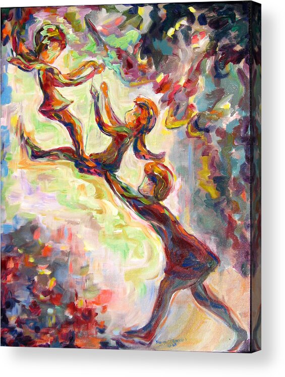 Children Swinging Acrylic Print featuring the painting Swinging High by Naomi Gerrard
