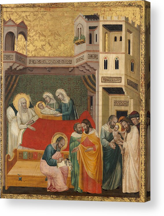 Giovanni Baronzio Acrylic Print featuring the painting The Birth Naming and Circumcision of Saint John the Baptist by Giovanni Baronzio
