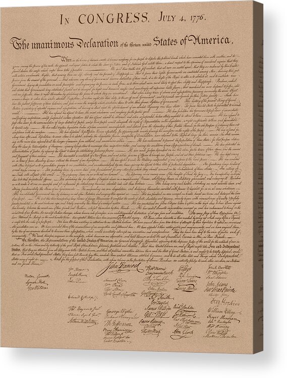 Declaration Of Independence Acrylic Print featuring the mixed media The Declaration of Independence by War Is Hell Store