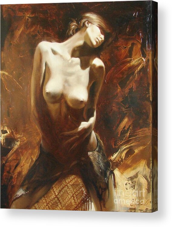 Oil Acrylic Print featuring the painting The incinerating passion by Sergey Ignatenko