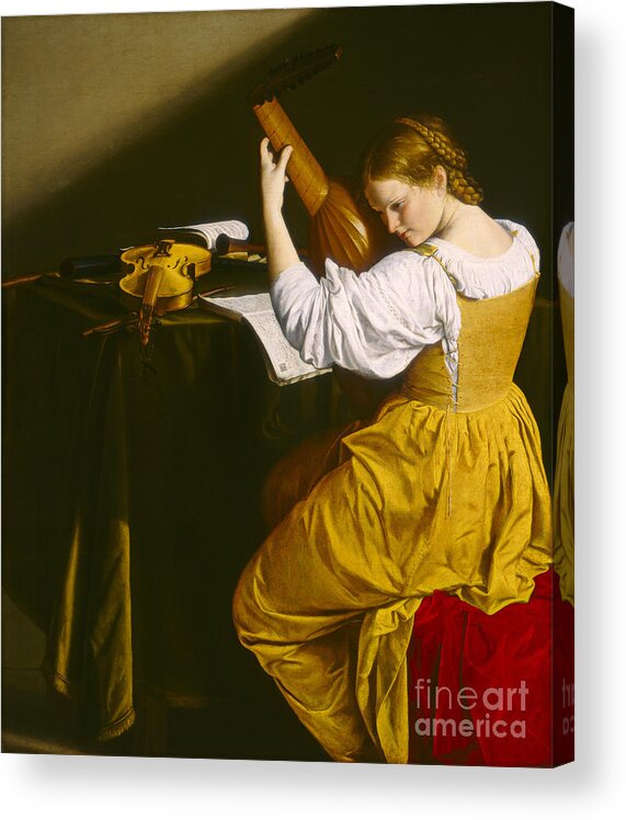Orazio Gentileschi Acrylic Print featuring the painting The lute player by Celestial Images
