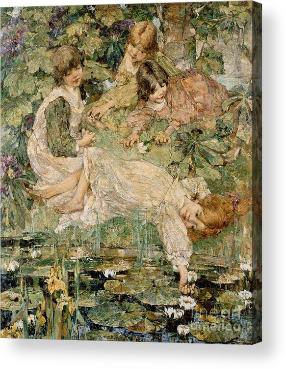 The Acrylic Print featuring the painting The Pool by Edward Atkinson Hornel