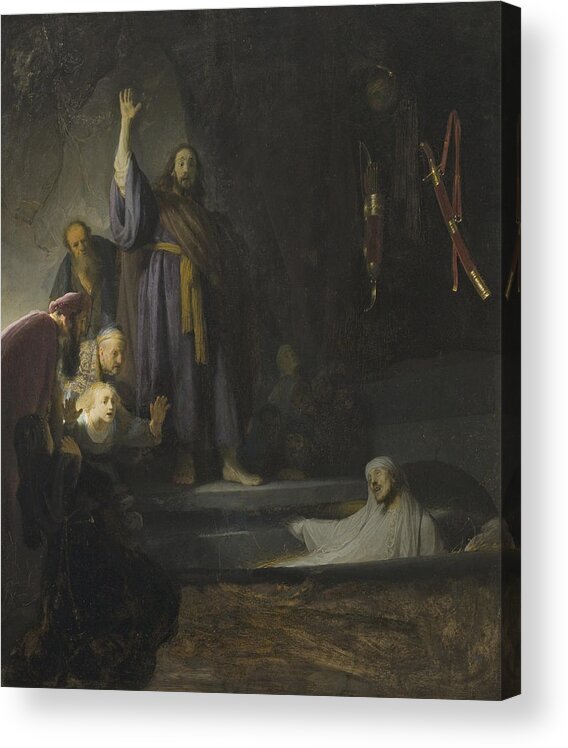 Rembrandt Acrylic Print featuring the painting The Raising of Lazarus by Rembrandt