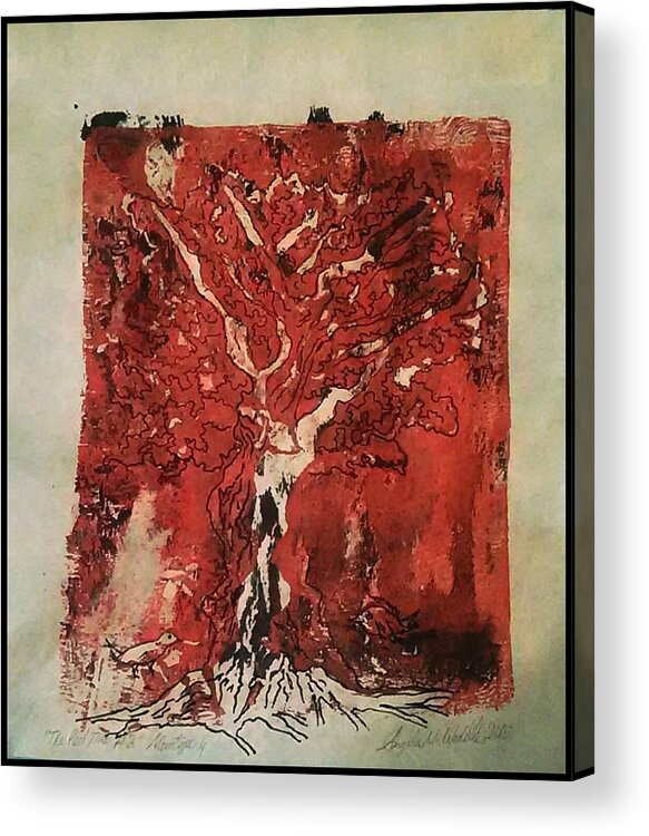 Tree Acrylic Print featuring the mixed media The Red Tree by Angela Weddle