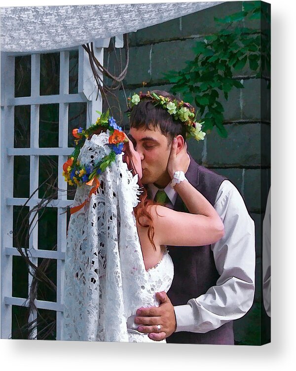  Kiss Acrylic Print featuring the photograph The Wedding Kiss by Ginger Wakem