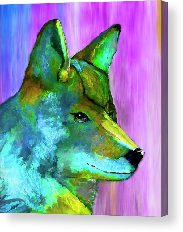 Coyote Acrylic Print featuring the painting Trickster Coyote by Rick Mosher