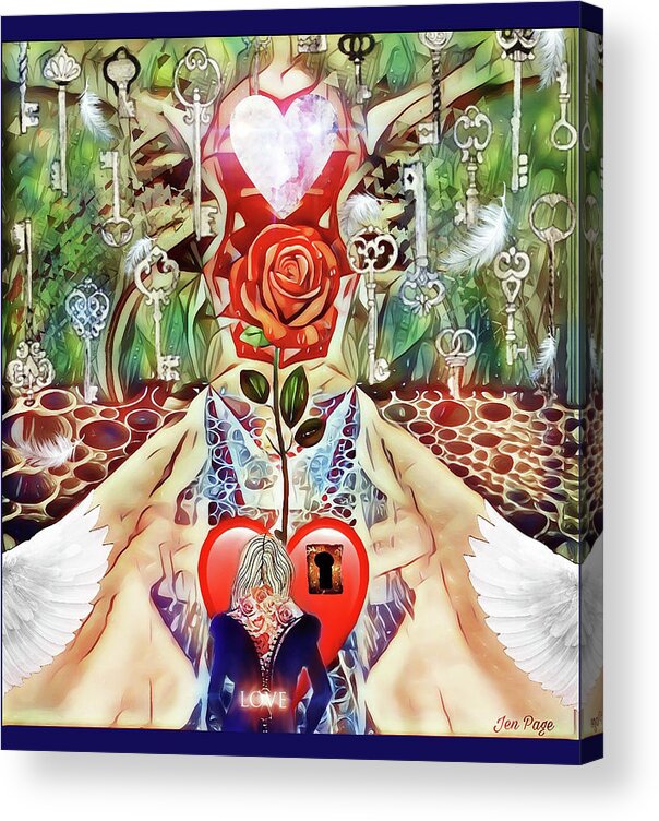 Jennifer Page Acrylic Print featuring the digital art Unlock LOVE by Jennifer Page