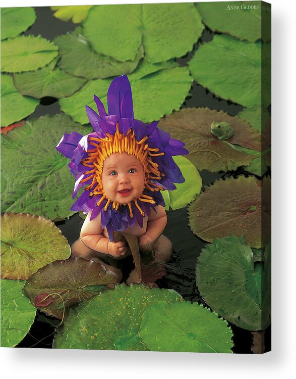 Flower Acrylic Print featuring the photograph Tayla as a Waterlily by Anne Geddes