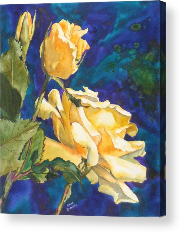  Acrylic Print featuring the painting Yellow Rose after Texas by Diane Ziemski