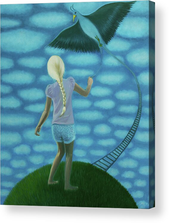 Girl Acrylic Print featuring the painting You and Me - together - Can We Make it to Heaven? by Tone Aanderaa