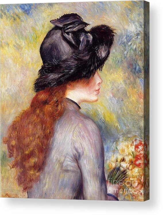 Pierre-auguste Renoir Acrylic Print featuring the painting Young Girl with a Bouquet by MotionAge Designs