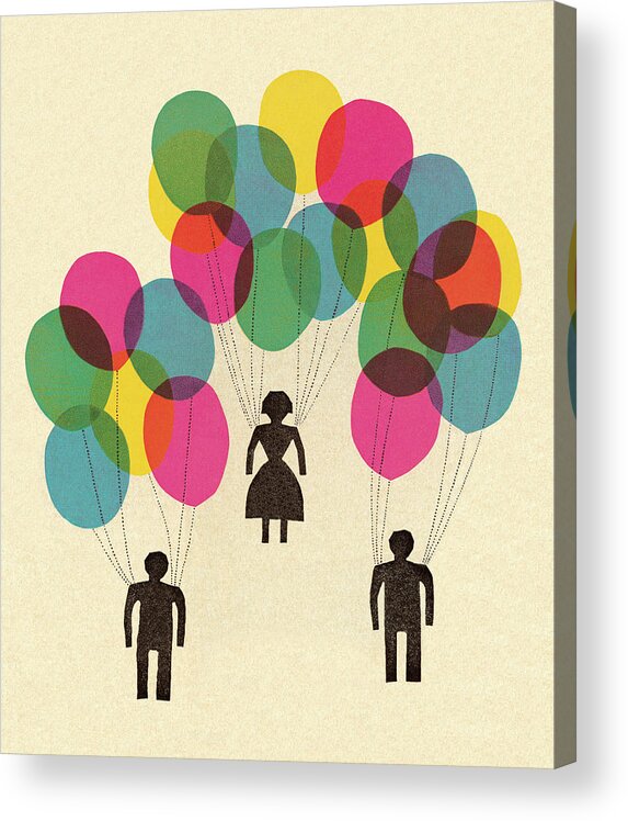Balloon Acrylic Print featuring the drawing People Holding Balloons #1 by CSA Images