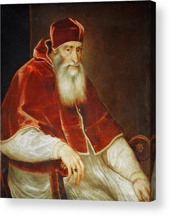 Titian Acrylic Print featuring the painting Portrait of Pope Paul III. #2 by Titian