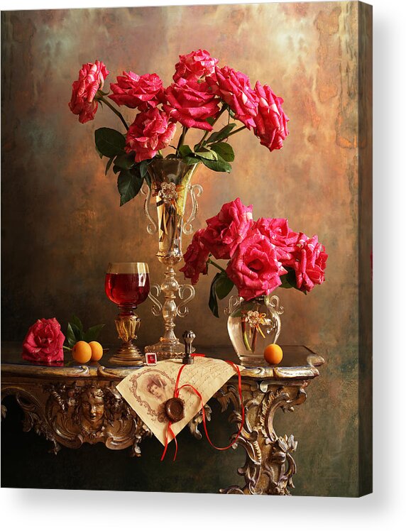 Flowers Acrylic Print featuring the photograph Still Life With Roses #1 by Andrey Morozov