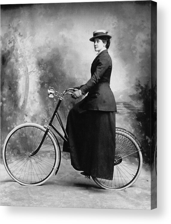 People Acrylic Print featuring the photograph Lady Cyclist #2 by Rischgitz