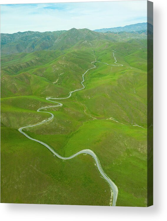 Adventure Acrylic Print featuring the photograph Green Rolling Hills Idyllic Scene In California After Heavy Spri #3 by Cavan Images