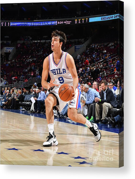 Dario Saric Acrylic Print featuring the photograph Philadelphia 76ers V Utah Jazz #3 by Jesse D. Garrabrant