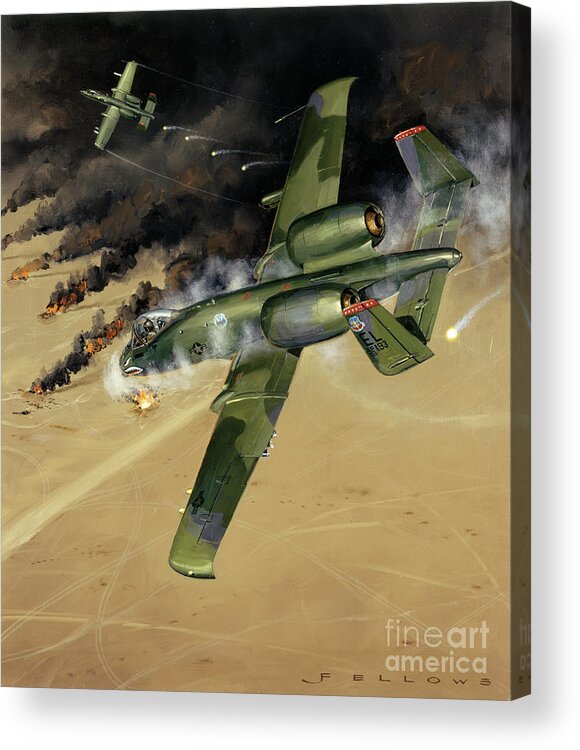 Military Aircraft Acrylic Print featuring the painting Fairchild Republic A-10 Thunderbolt II Warthog by Jack Fellows