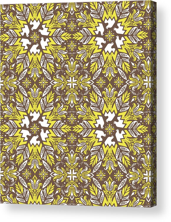 Background Acrylic Print featuring the drawing Brown Flower Pattern by CSA Images
