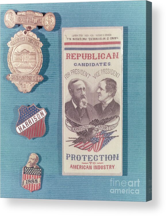People Acrylic Print featuring the photograph Campaign Items For Benjamin Harrison by Bettmann