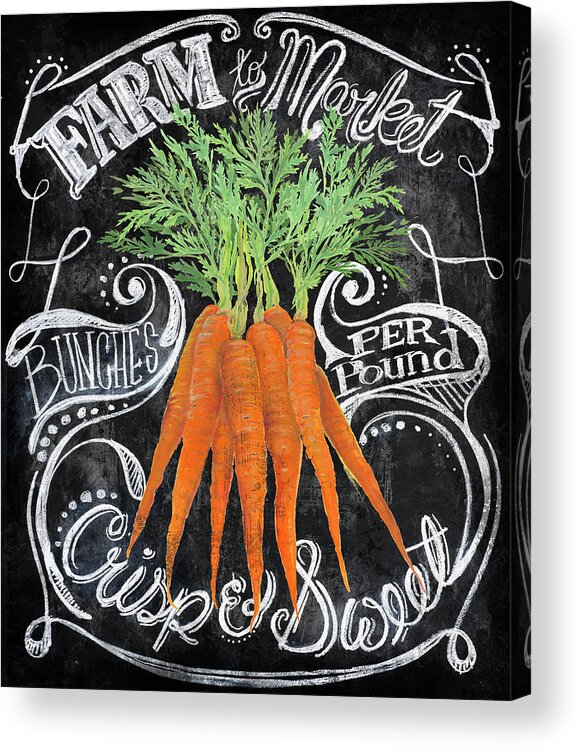 Chalkboard Acrylic Print featuring the mixed media Chalkboard Carrots by Art Licensing Studio