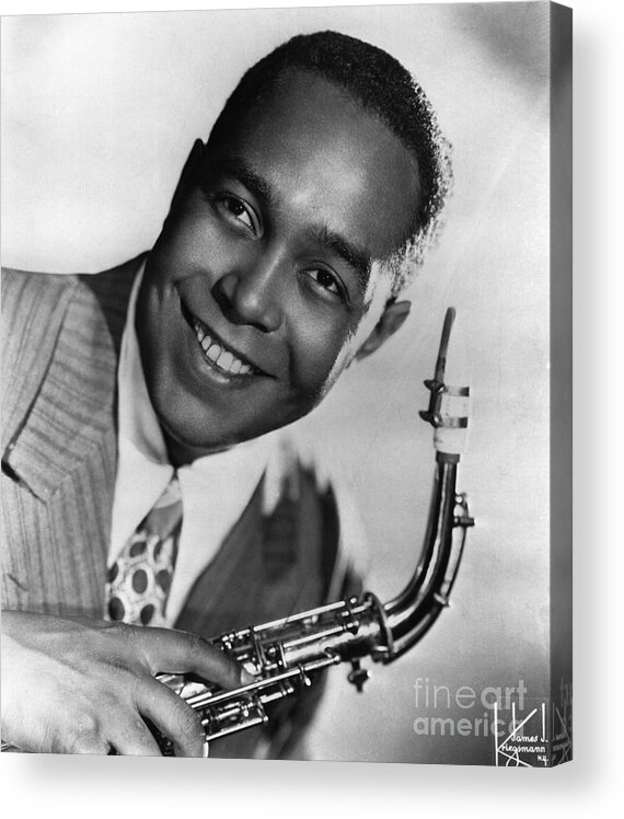 People Acrylic Print featuring the photograph Charlie Parker Holding Saxophone by Bettmann