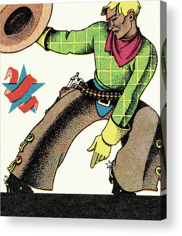 Accessories Acrylic Print featuring the drawing Cowboy Wearing Chaps by CSA Images
