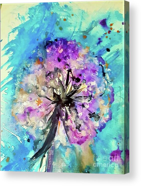 Dandelion Acrylic Print featuring the painting Dandelion Magic by Tracey Lee Cassin