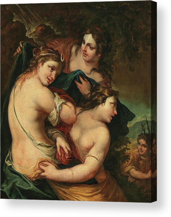 Classical Acrylic Print featuring the painting Diana And Her Nymphs Surprised By Actaeon by Venetian School