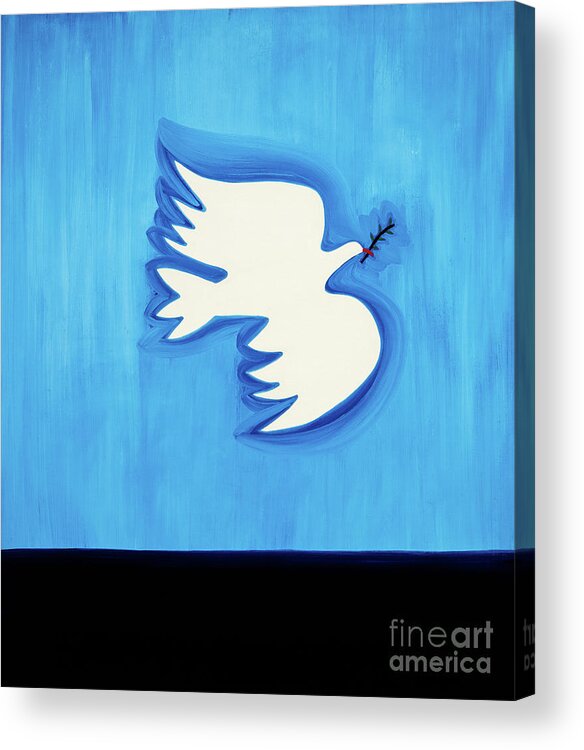Dove With Leaf Acrylic Print featuring the painting Dove With Leaf by Cristina Rodriguez