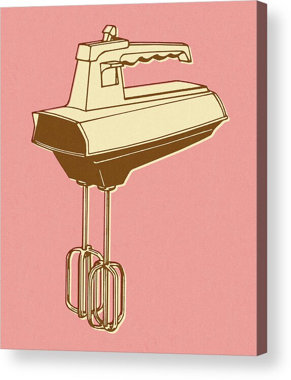 Appliance Acrylic Print featuring the drawing Hand Mixer on Pink Background by CSA Images