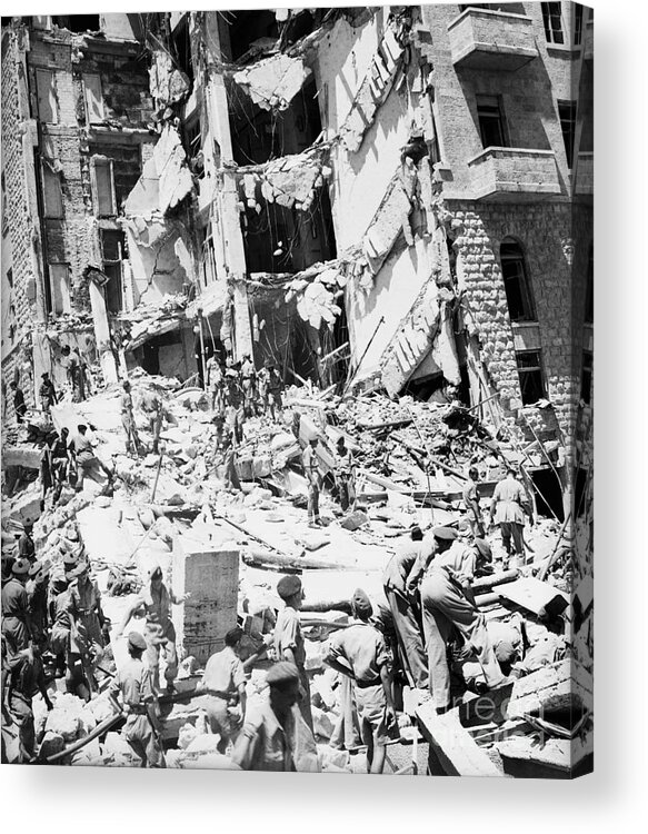 Rubble Acrylic Print featuring the photograph Hotel Destroyed By Mines by Bettmann