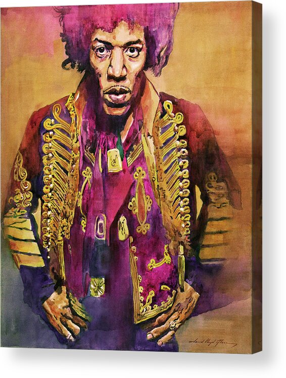 Rock Star Acrylic Print featuring the painting Jimi Hendrix In London by David Lloyd Glover